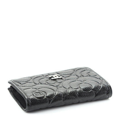 Chanel Caviar Camellia Embossed Key Holder Case Black 4 of 8