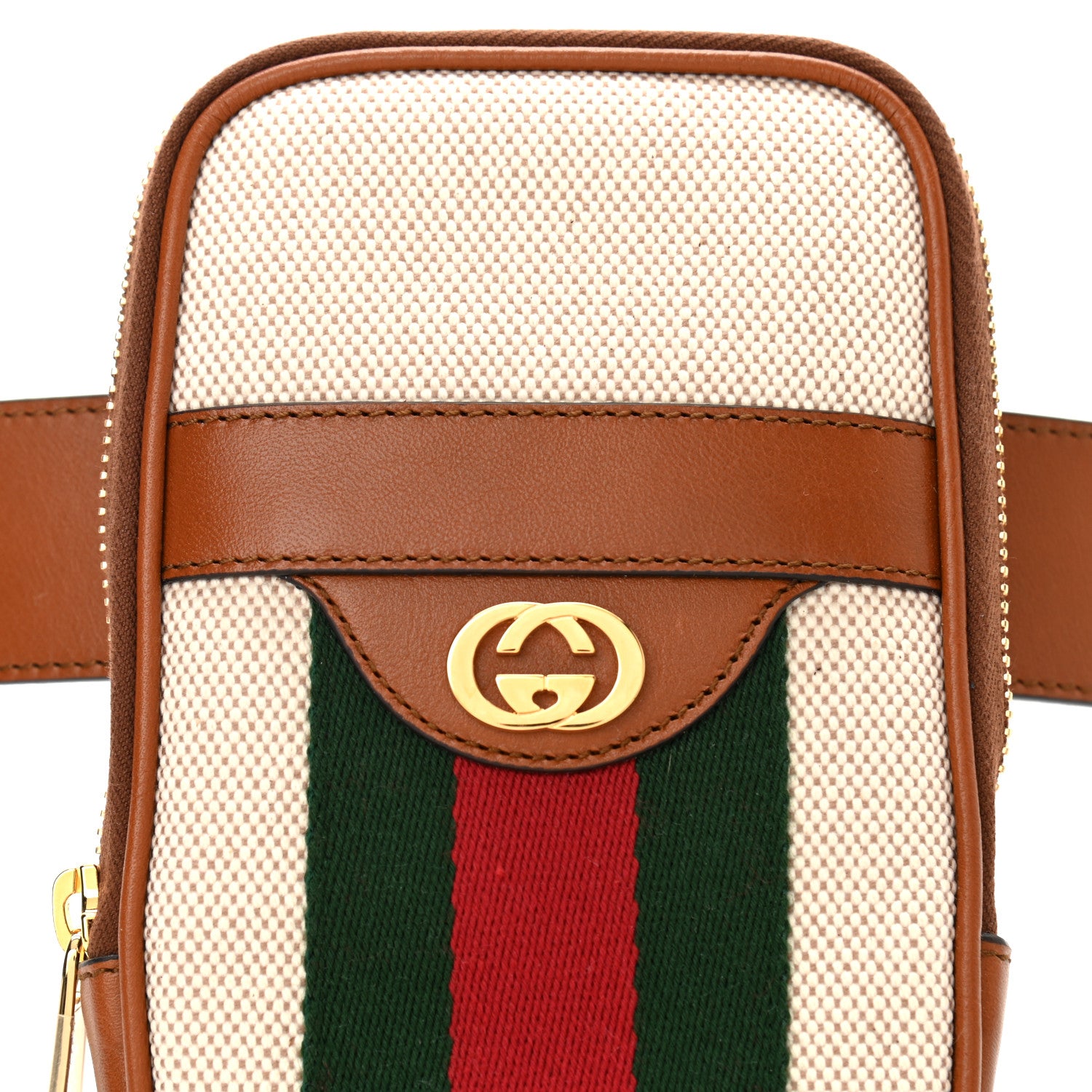 Gucci Vintage Canvas Calfskin Web Belted iPhone Case 70 28 Sand Cuir 8 of 10
