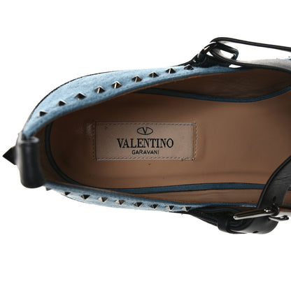 Valentino Garavani Suede Soul Rockstud Strappy Ballerina Flats 38 Grey Sky 5 of 9