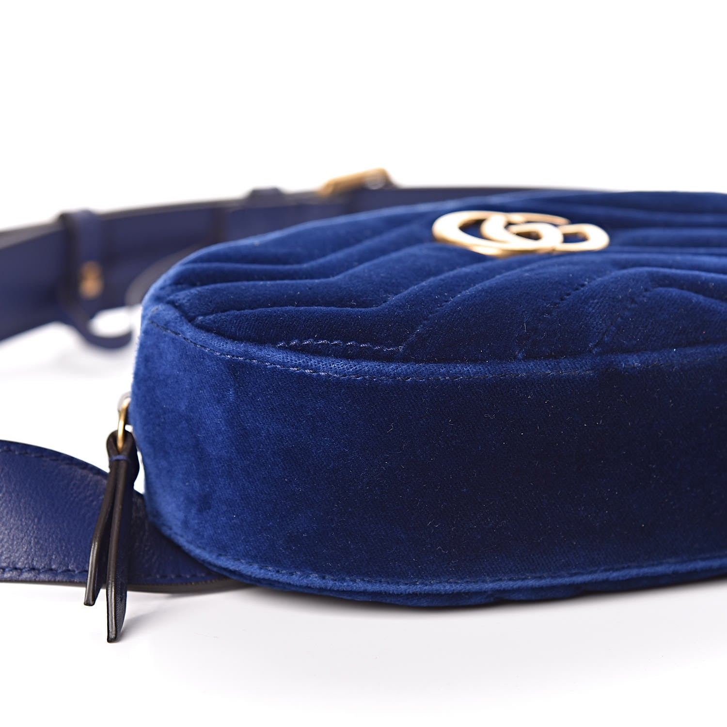 Gucci Velvet Matelasse GG Marmont Belt Bag 95 38 Cobalt Blue 8 of 10