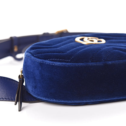 Gucci Velvet Matelasse GG Marmont Belt Bag 95 38 Cobalt Blue 8 of 10
