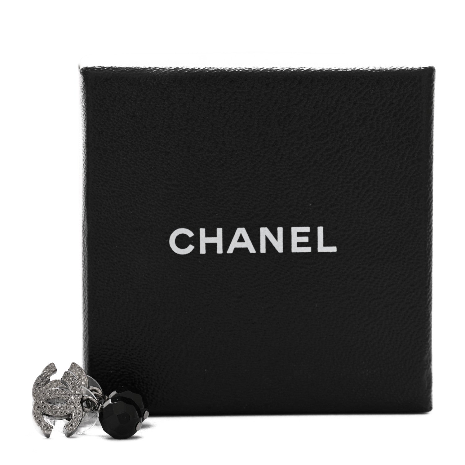 Chanel Ruthenium Bead CC Drop Earrings Black 5 of 5