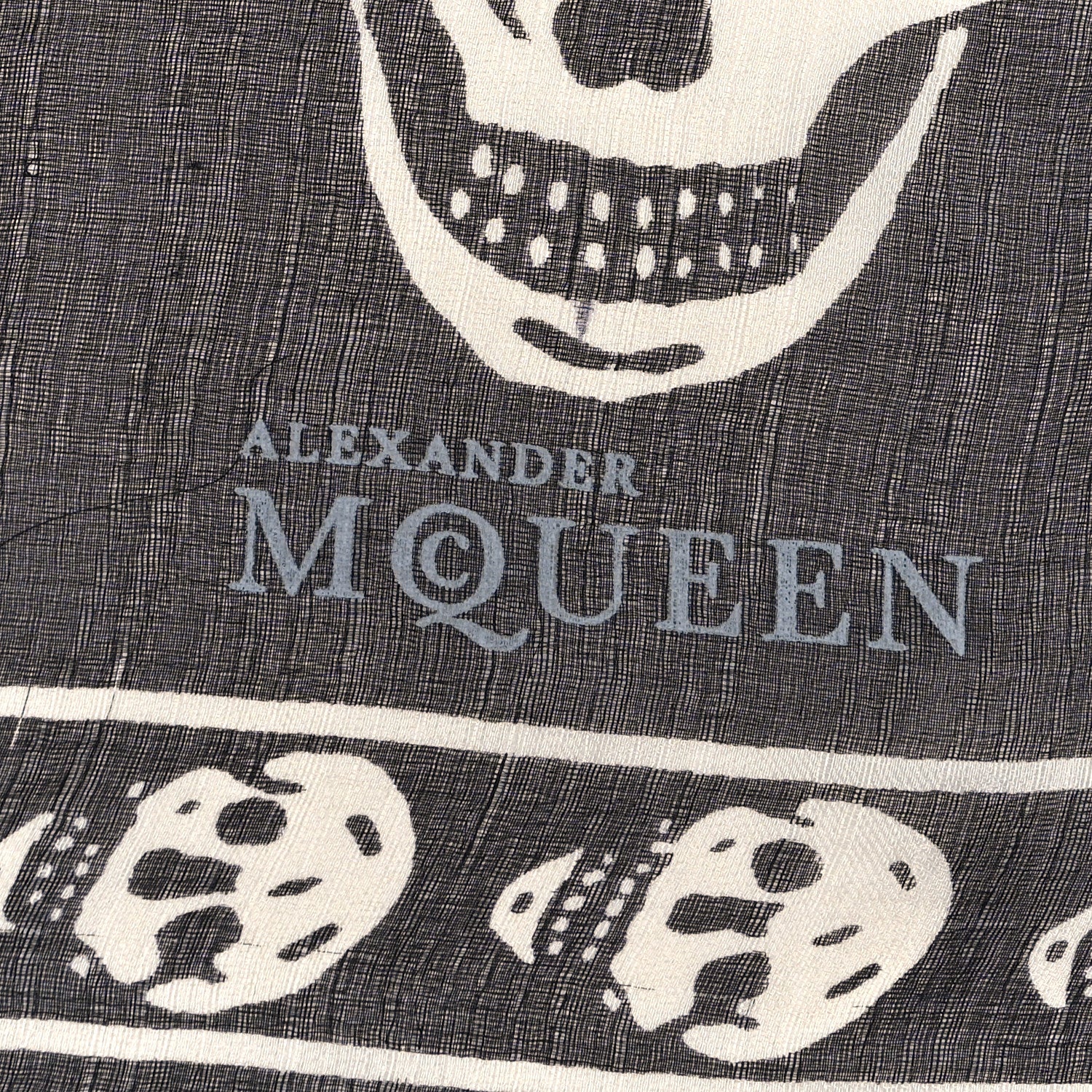 Alexander McQueen Silk Chiffon Skull Scarf Black Ivory 2 of 4
