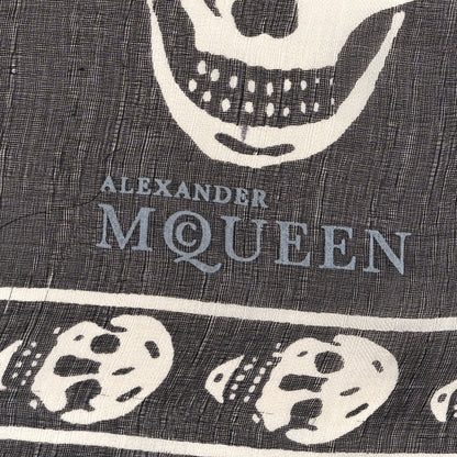 Alexander McQueen Silk Chiffon Skull Scarf Black Ivory 2 of 4