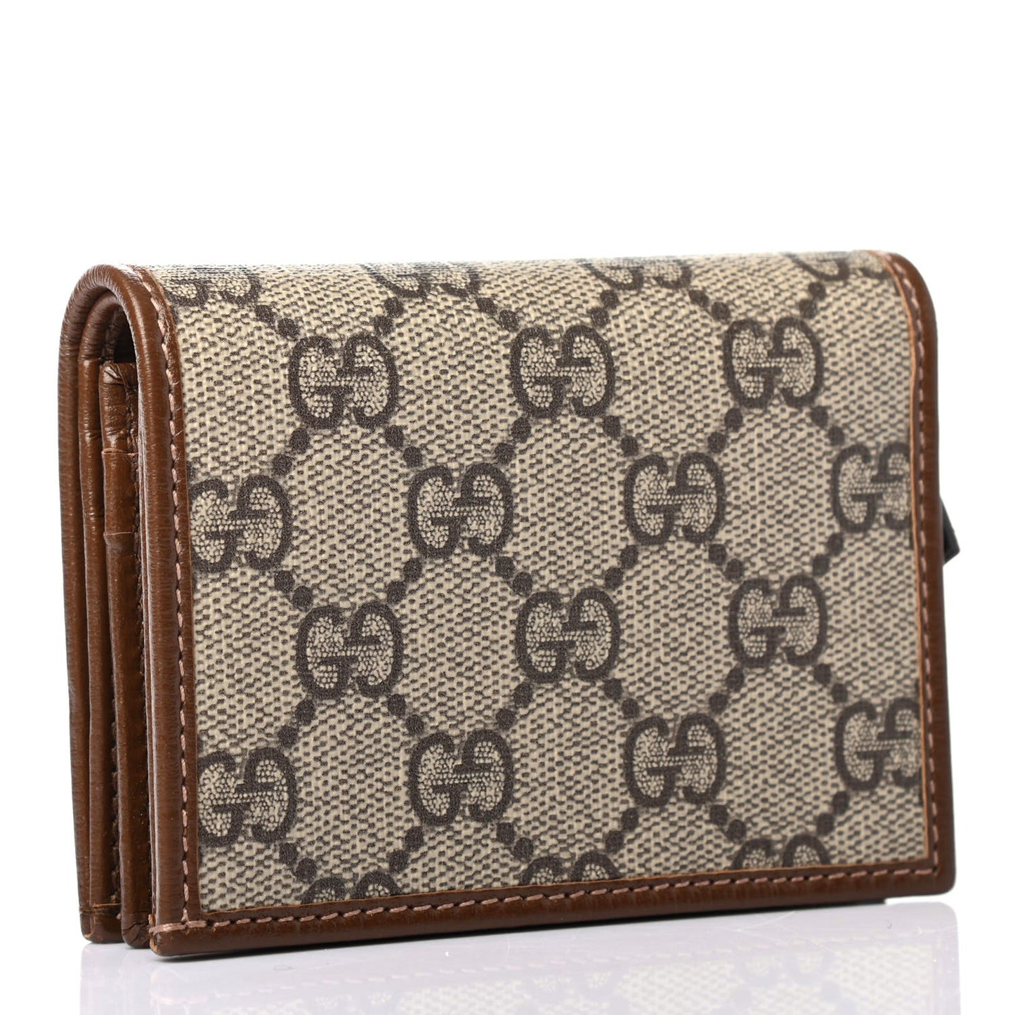 GG Supreme Monogram Horsebit 1955 Card Case Wallet Beige Ebony Brown Sugar