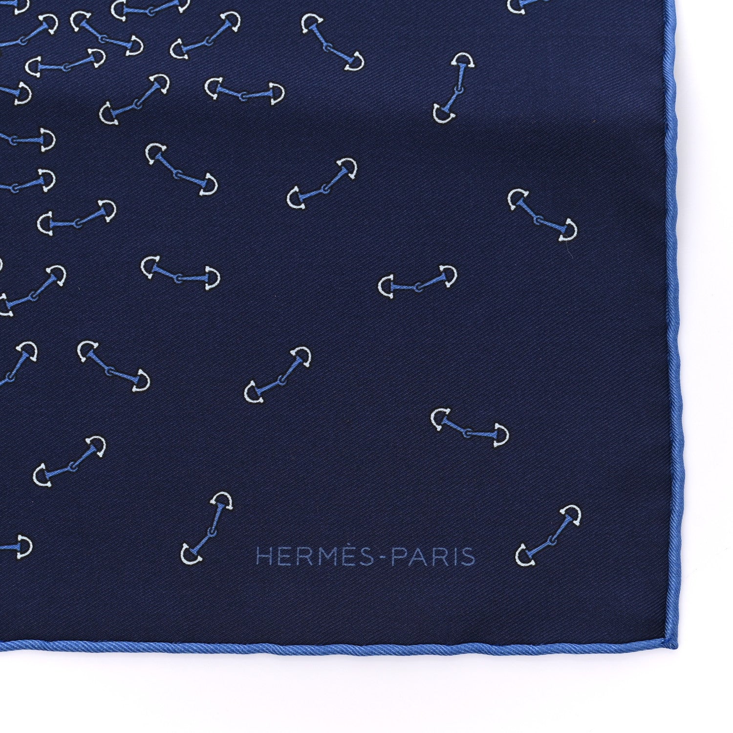 Hermes Silk Mors Smile Pocket Square Scarf Marine Bleu Moyen Ciel 2 of 3