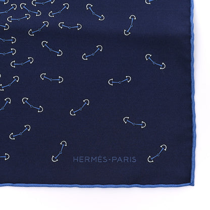 Hermes Silk Mors Smile Pocket Square Scarf Marine Bleu Moyen Ciel 2 of 3