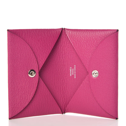 Hermes Chevre Mysore Calvi Card Case Rose Pourpre 5 of 9