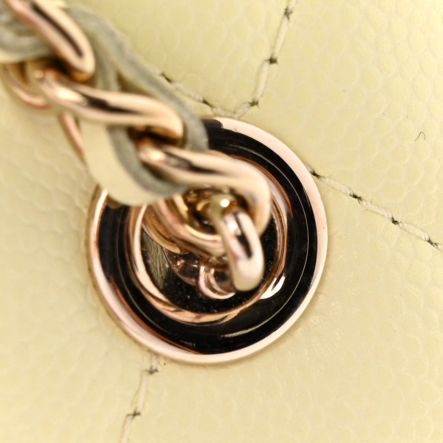 Caviar Quilted Mini Vanity Case With Chain Light Yellow