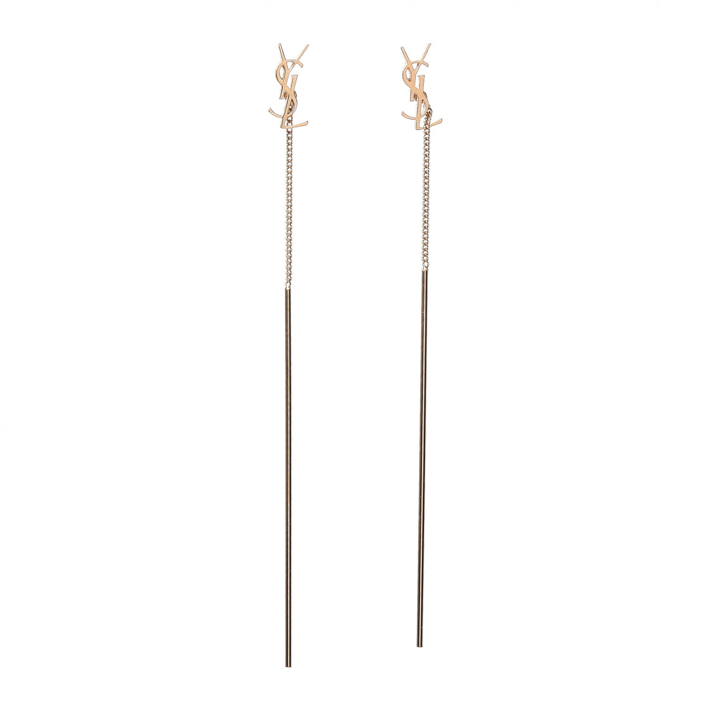Metal Monogram Pendant Threader Earrings Gold