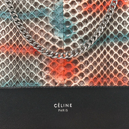 Celine Snakeskin Smooth Lambskin Frame Evening Chain Clutch Black Multicolor 7 of 10