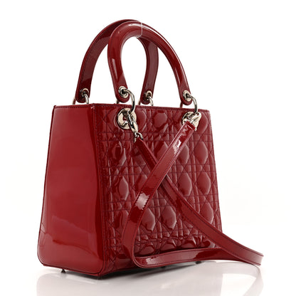 Christian Dior Patent Cannage Medium Lady Dior Red 3 of 10