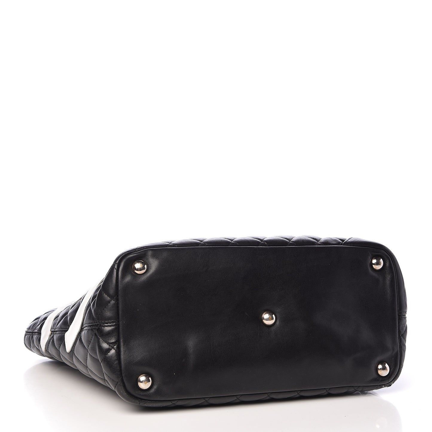 Calfskin Quilted Large Cambon Tote Black White