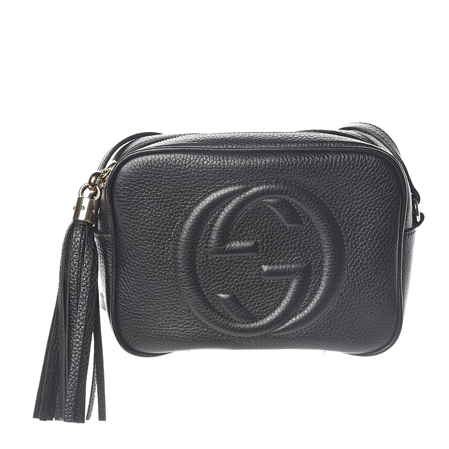 Pebbled Calfskin Small Soho Disco Bag Black