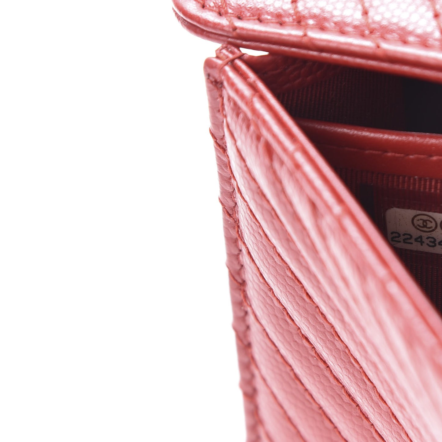 Caviar Chevron Quilted Large Flap Wallet Dark Red