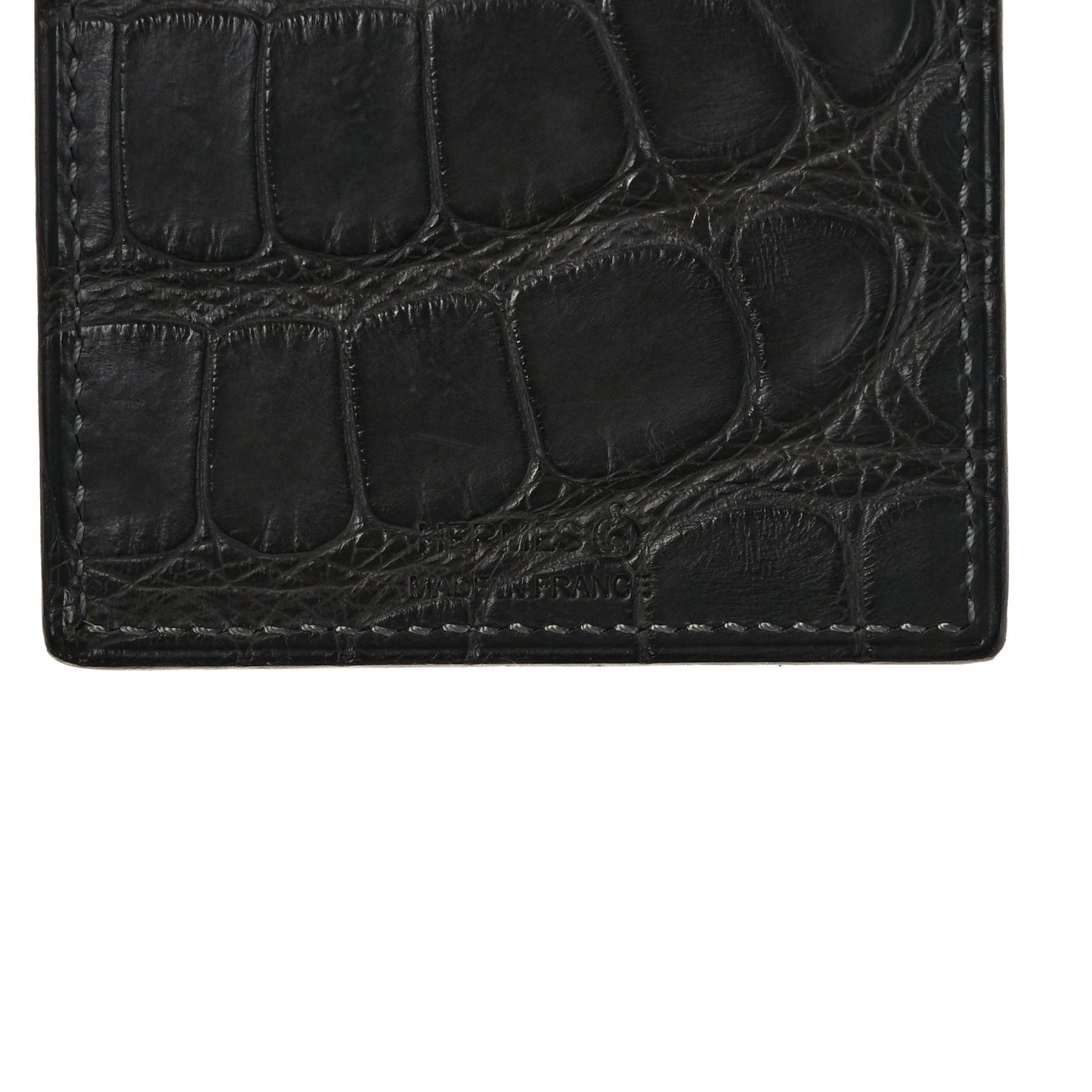 Matte Crocodile Epsom Petit H Lanyard Card Holder Graphite Orange