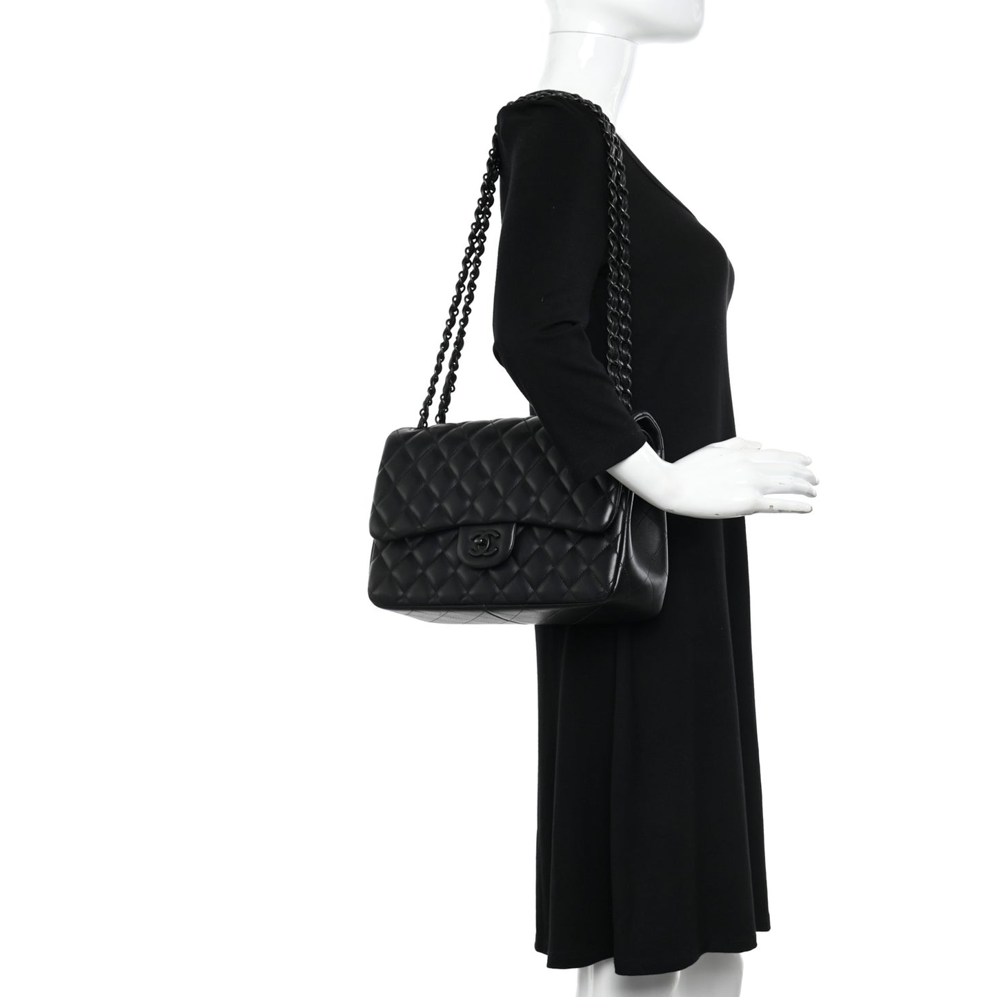 Lambskin Quilted Jumbo Double Flap So Black