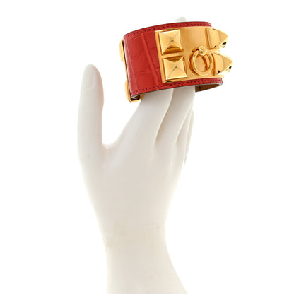 Hermes Matte Alligator Collier De Chien CDC Bracelet S Geranium 2 of 5