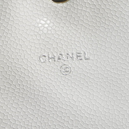 Chanel Caviar Half Moon Wallet On Chain Bag WOC White 7 of 11
