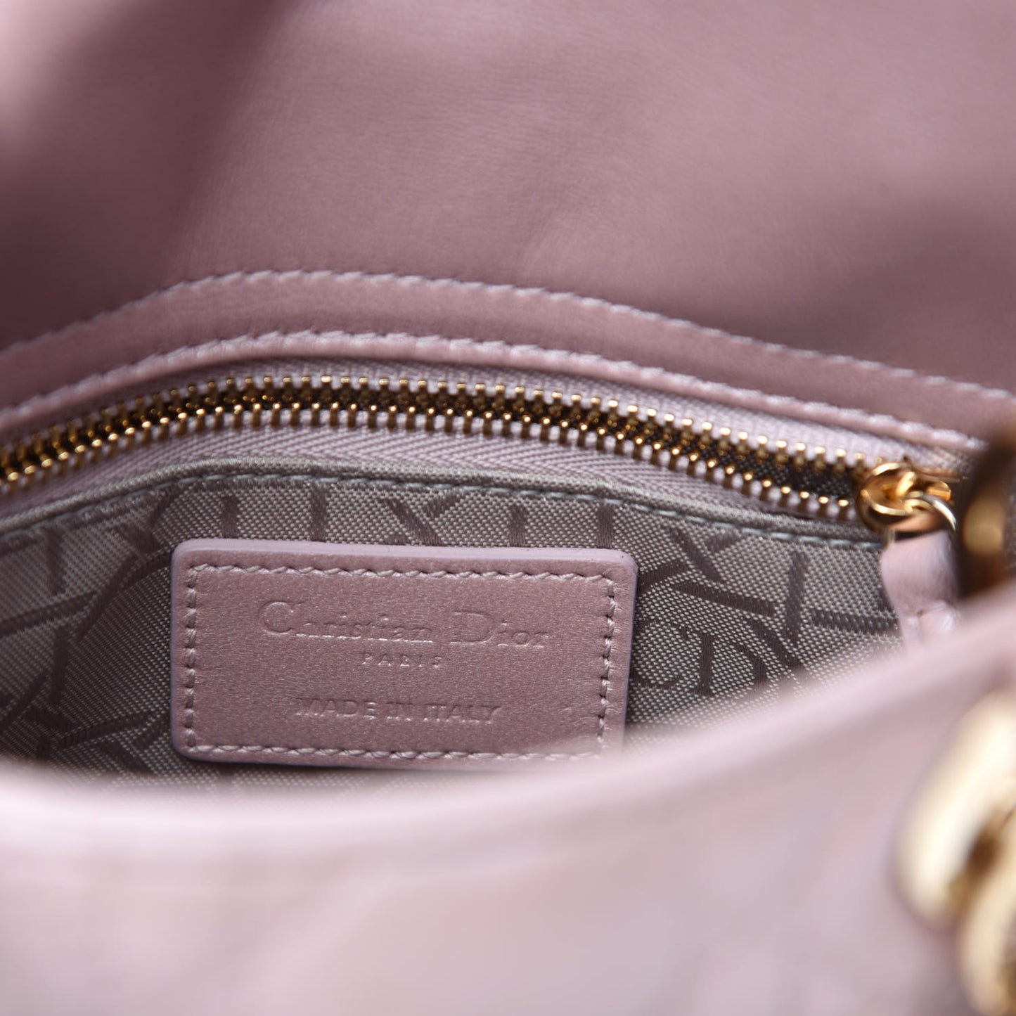 Metallic Lambskin Cannage Mini Lady Dior Lotus