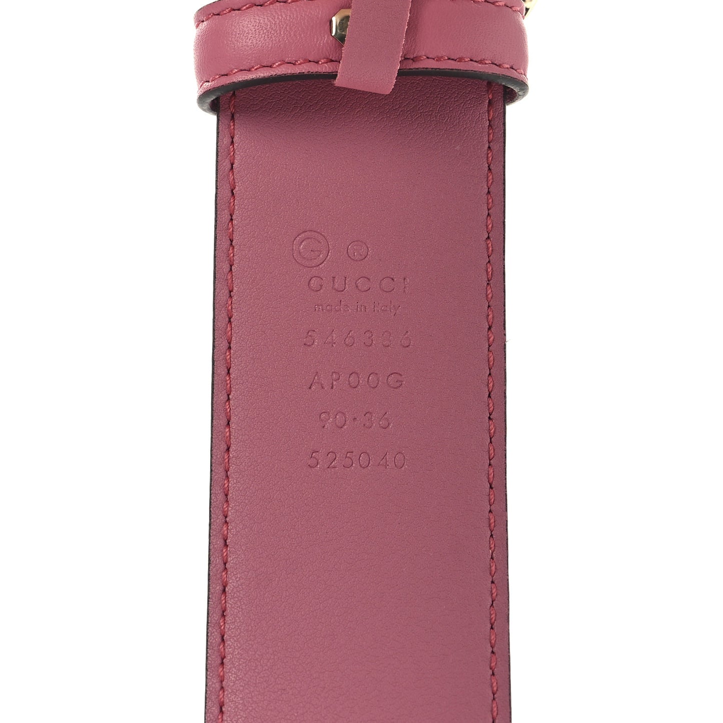 Moon Calfskin Interlocking G 37mm Belt 90 36 Glossy Pink