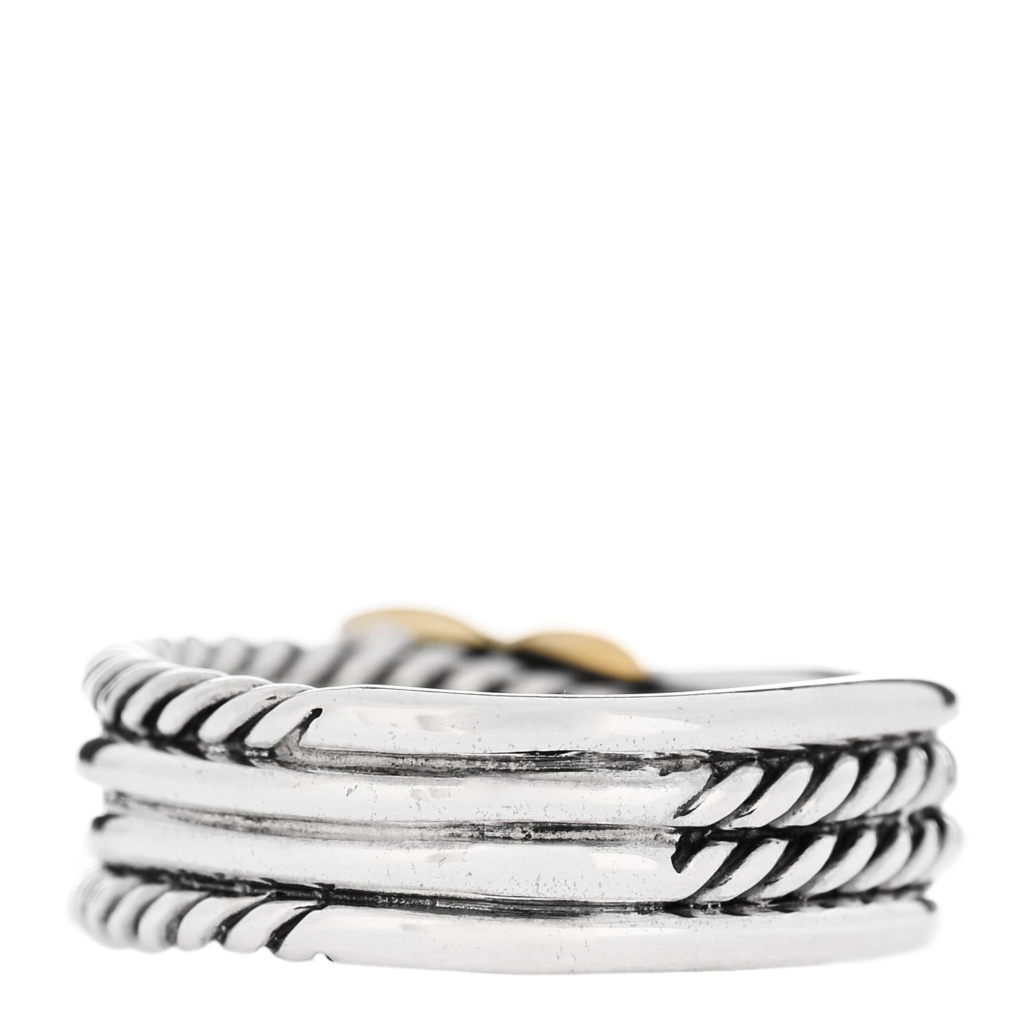 David Yurman Sterling Silver 18K Yellow Gold 6mm X Crossover Ring 51 5.75 3 of 4