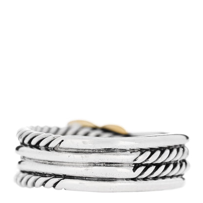 David Yurman Sterling Silver 18K Yellow Gold 6mm X Crossover Ring 51 5.75 3 of 4