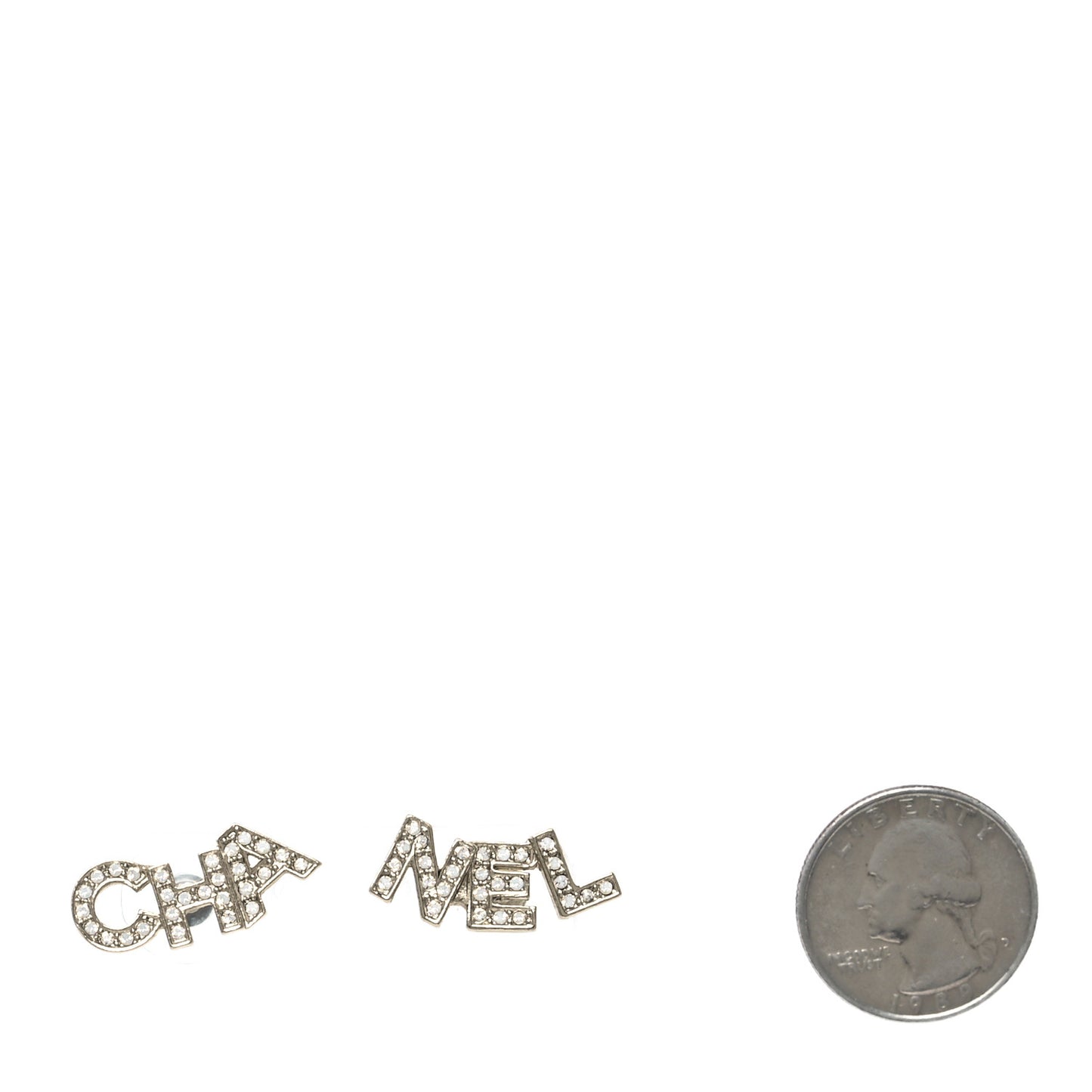 Crystal Cha-Nel Logo Earrings Gold