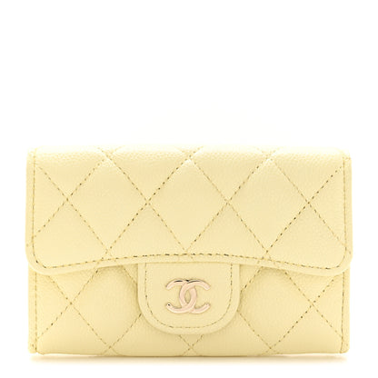Chanel Caviar Quilted Flap Card Holder Wallet Yellow 1 of 9
