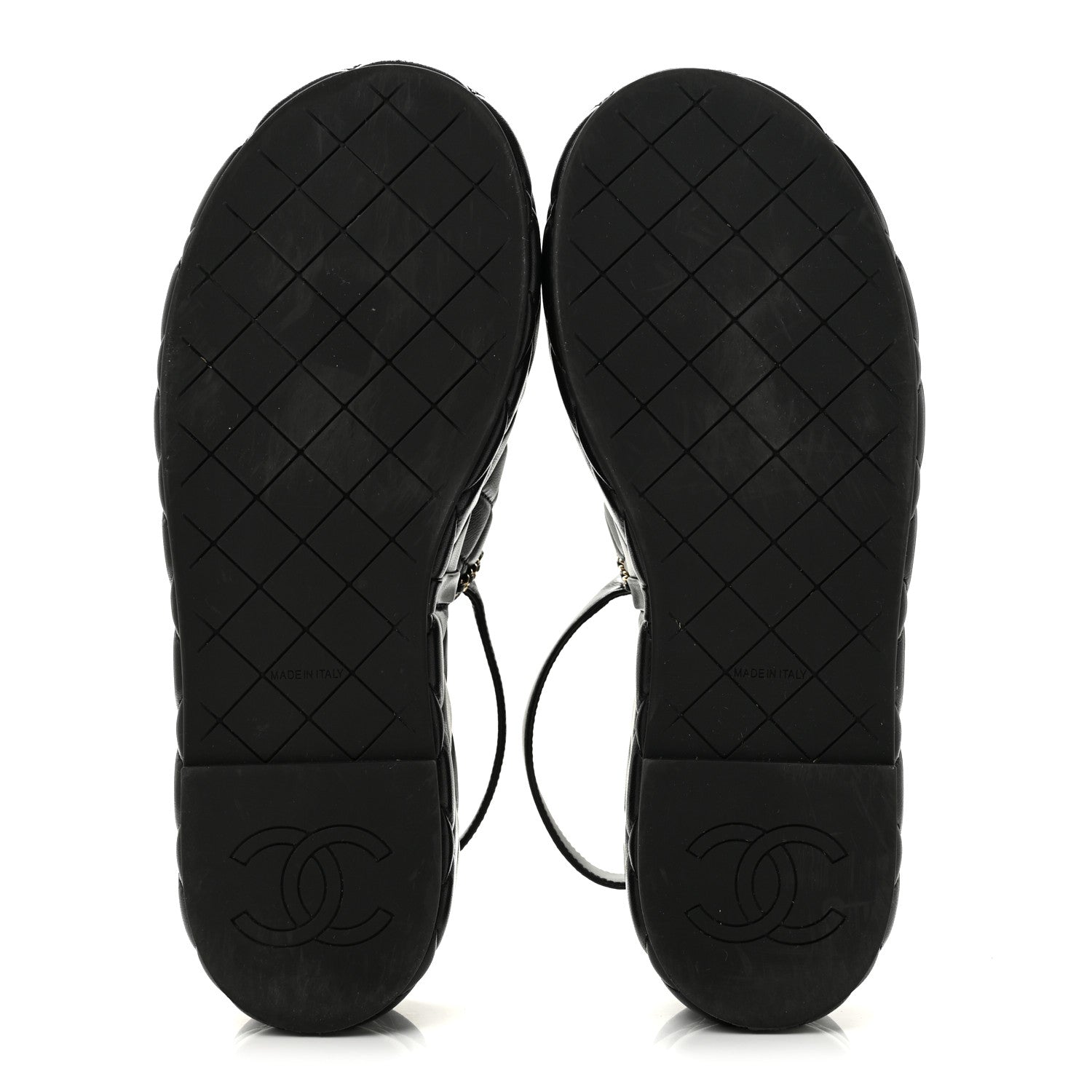 Chanel Shiny Lambskin Quilted Chain Around CC Platform Sandals 40 Black 6 of 9