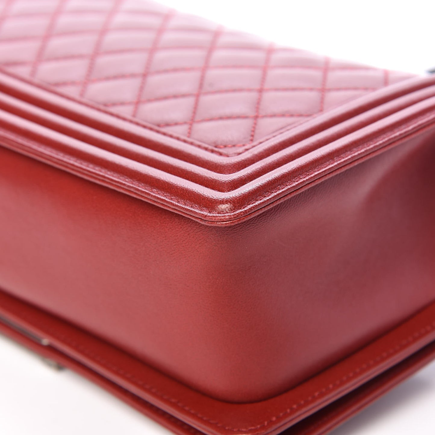 Lambskin Quilted Medium Boy Flap Dark Red