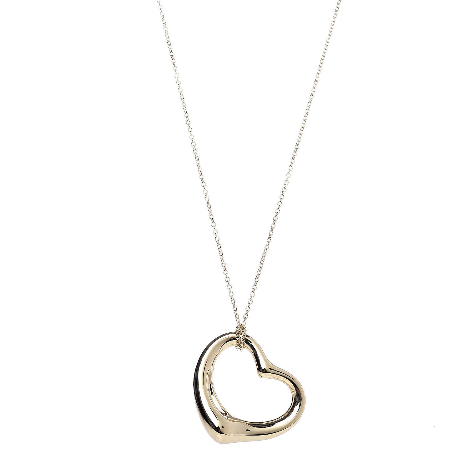 Tiffany 18K Yellow Gold Elsa Peretti Large Open Heart Pendant Necklace 1 of 5