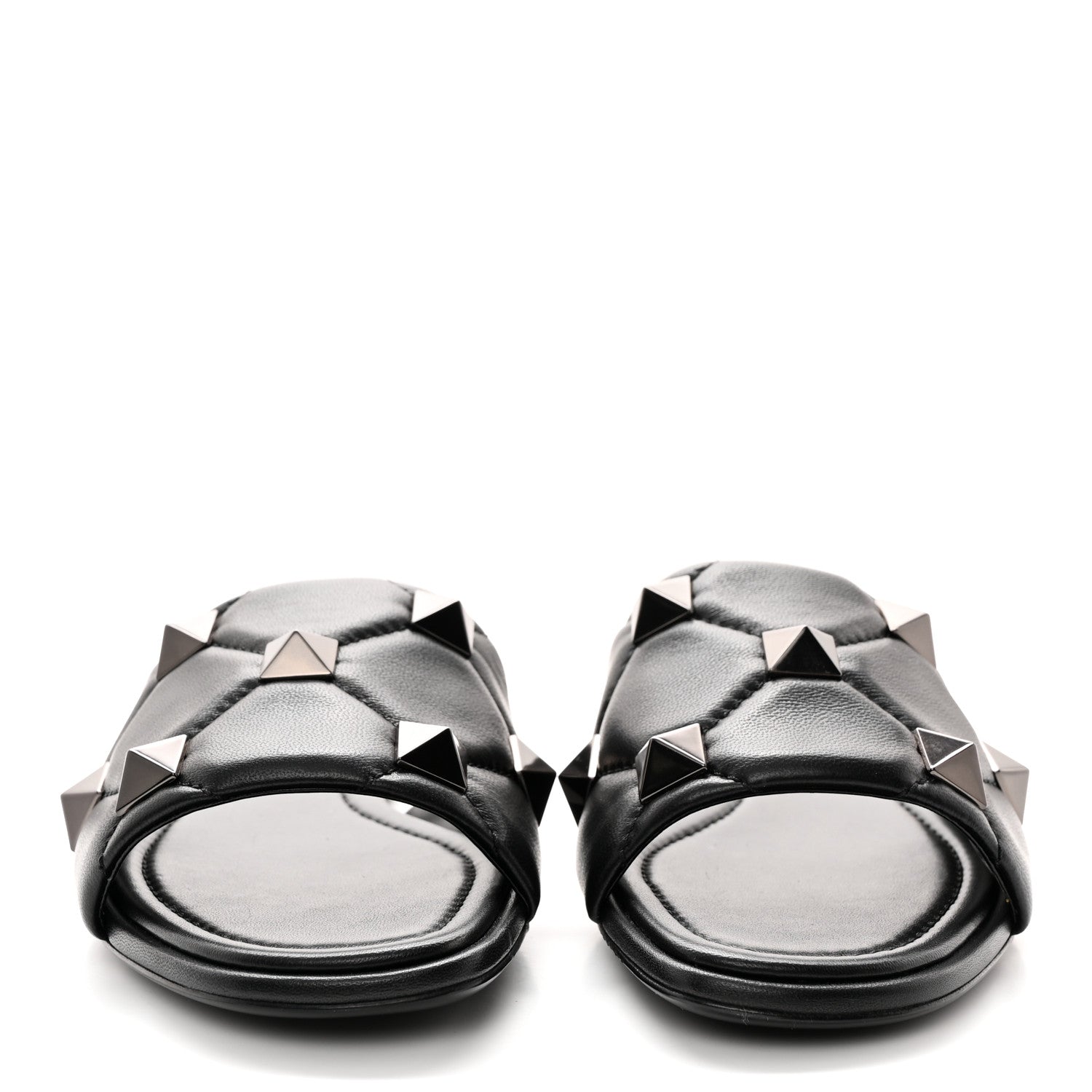 Valentino Garavani Nappa Roman Stud Flat Slide Sandals 38 Black 2 of 11