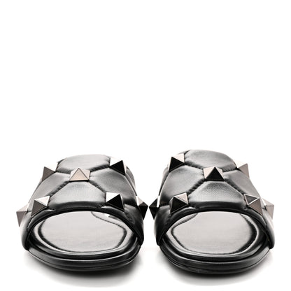 Valentino Garavani Nappa Roman Stud Flat Slide Sandals 38 Black 2 of 11