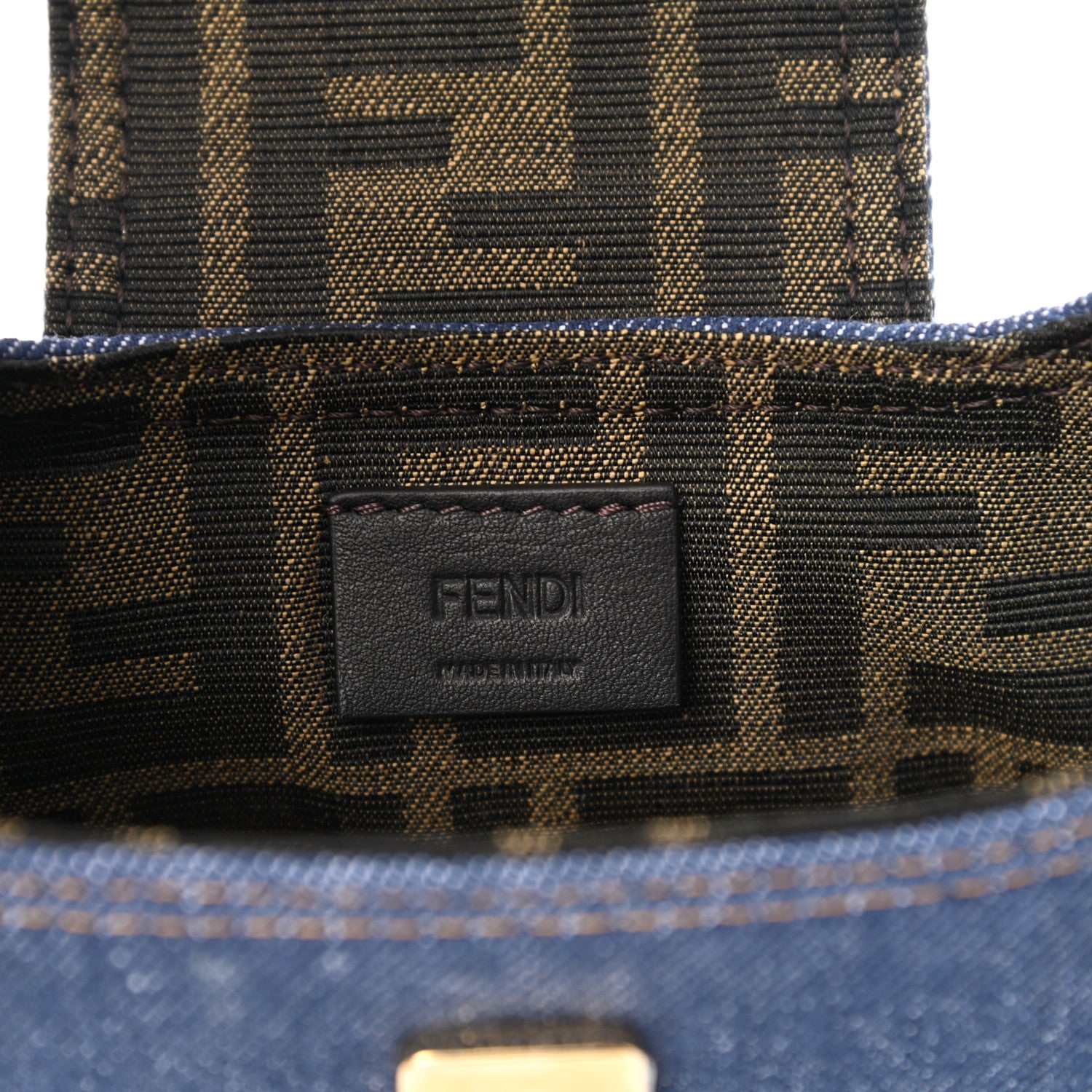 Fendi Denim Vitello King Cuoio Mini Cookie Hobo Bag Blue Ebano 6 of 9