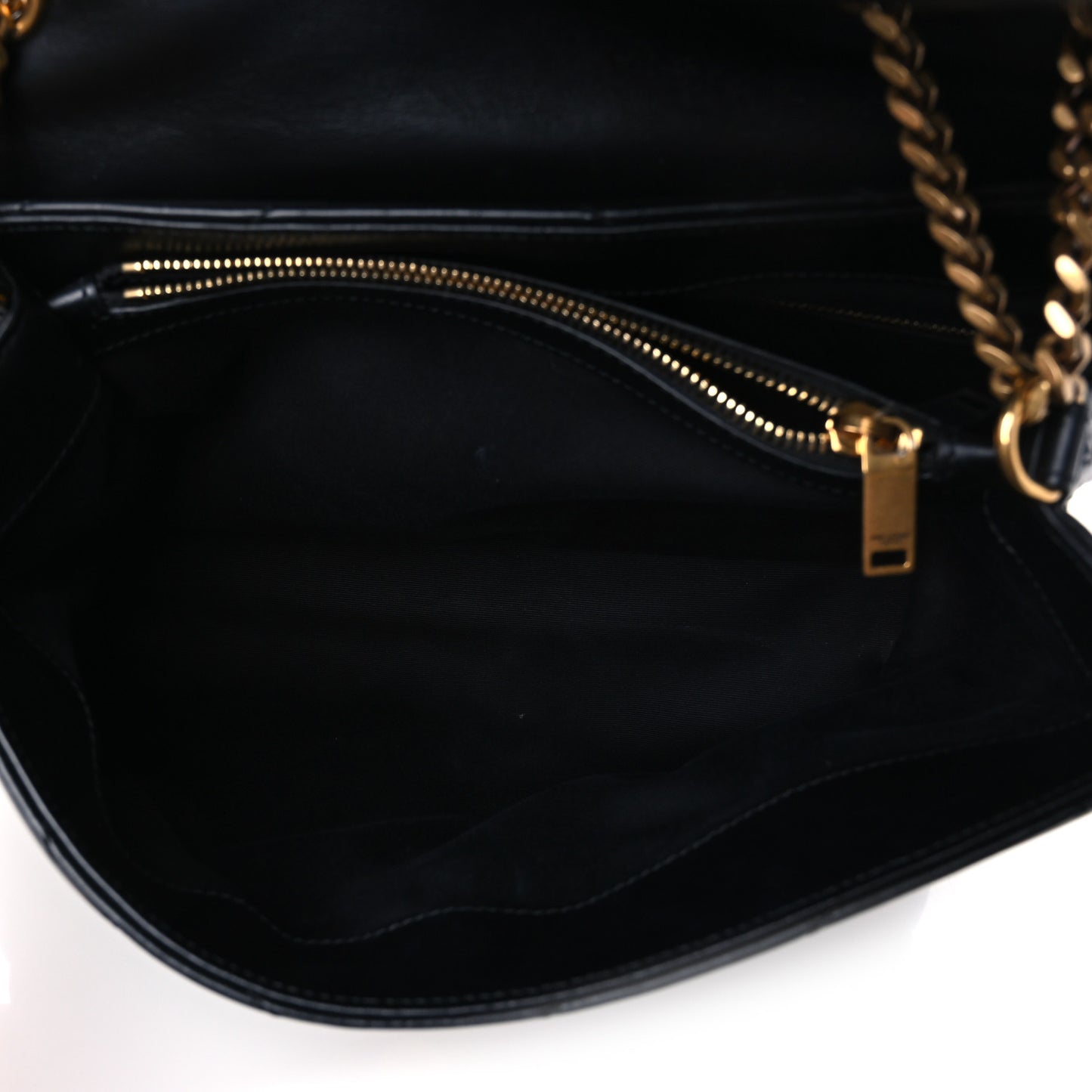 Calfskin Y Quilted Monogram Medium Loulou Chain Satchel Black