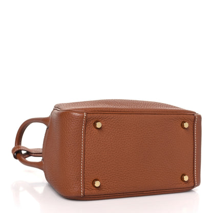 Hermes Taurillon Clemence Mini Lindy 20 Gold 4 of 9