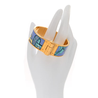 Hermes Enamel Printed Charniere Wide Hinged Bracelet S 7 of 11