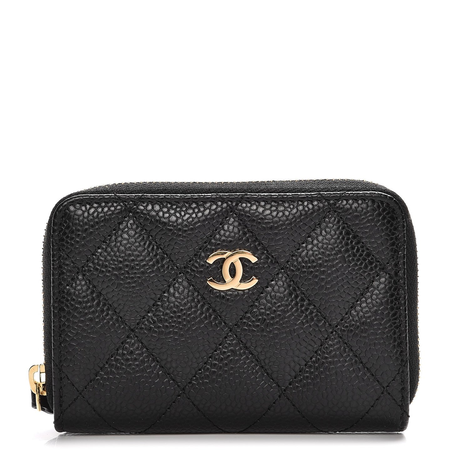 Caviar Quilted Zip Coin Purse Black