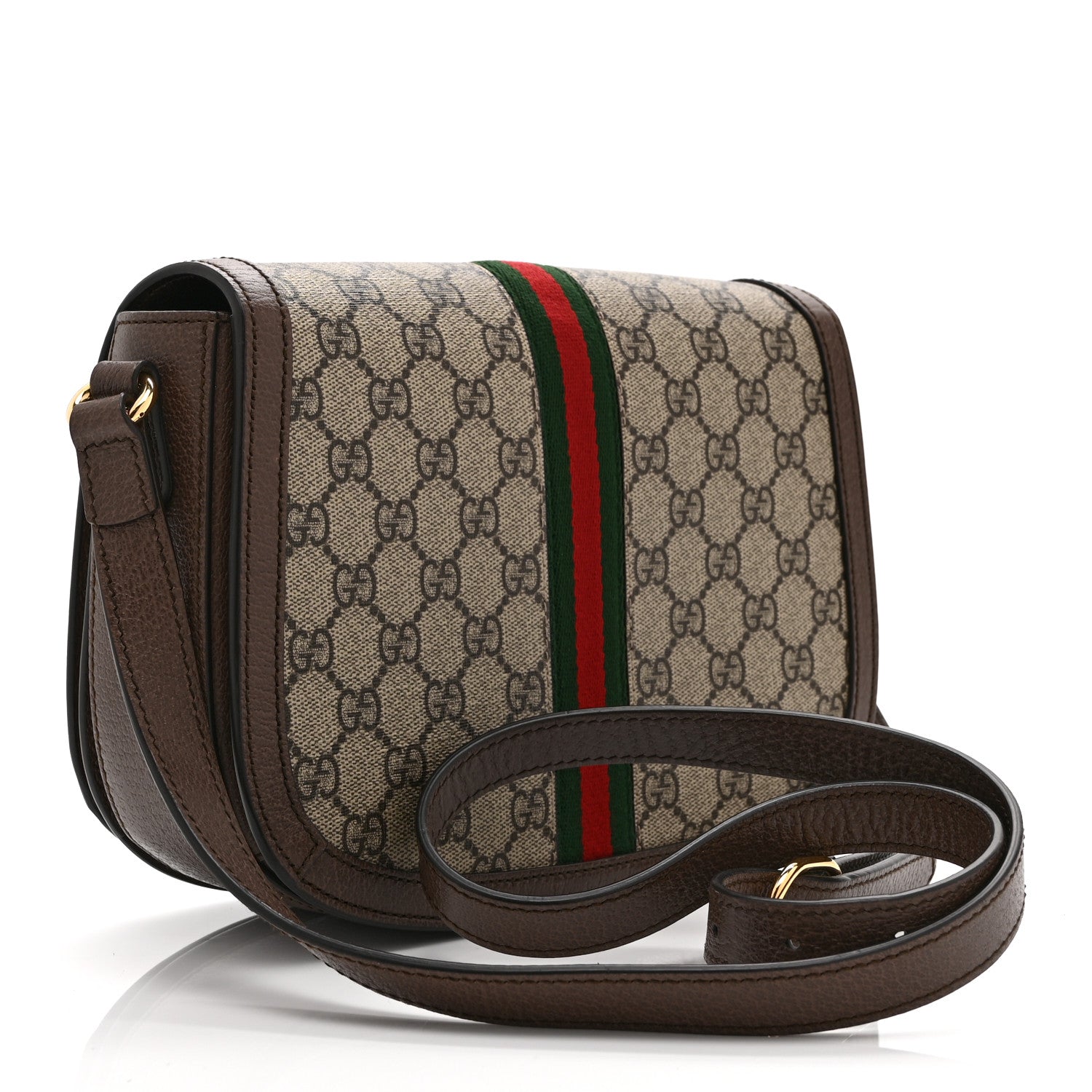Gucci GG Supreme Monogram Web Small Ophidia Flap Messenger Bag Brown 3 of 11
