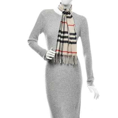 Burberry Cashmere Giant Check Fringe Scarf Ivory 2 of 5