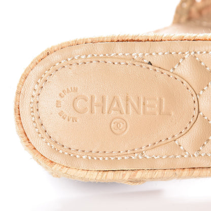 Chanel Suede Grosgrain CC Espadrille Mules 37 Black 7 of 13