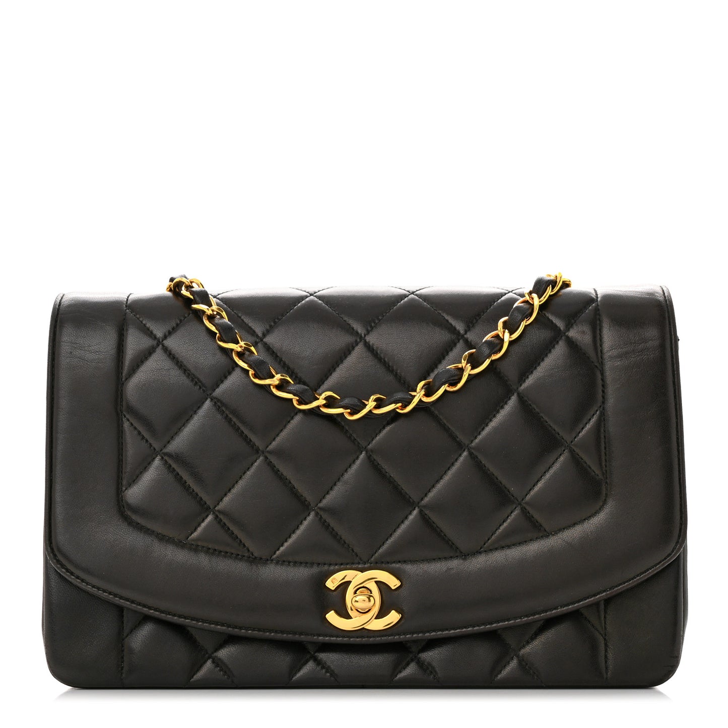 Lambskin Quilted Medium Single Flap Black