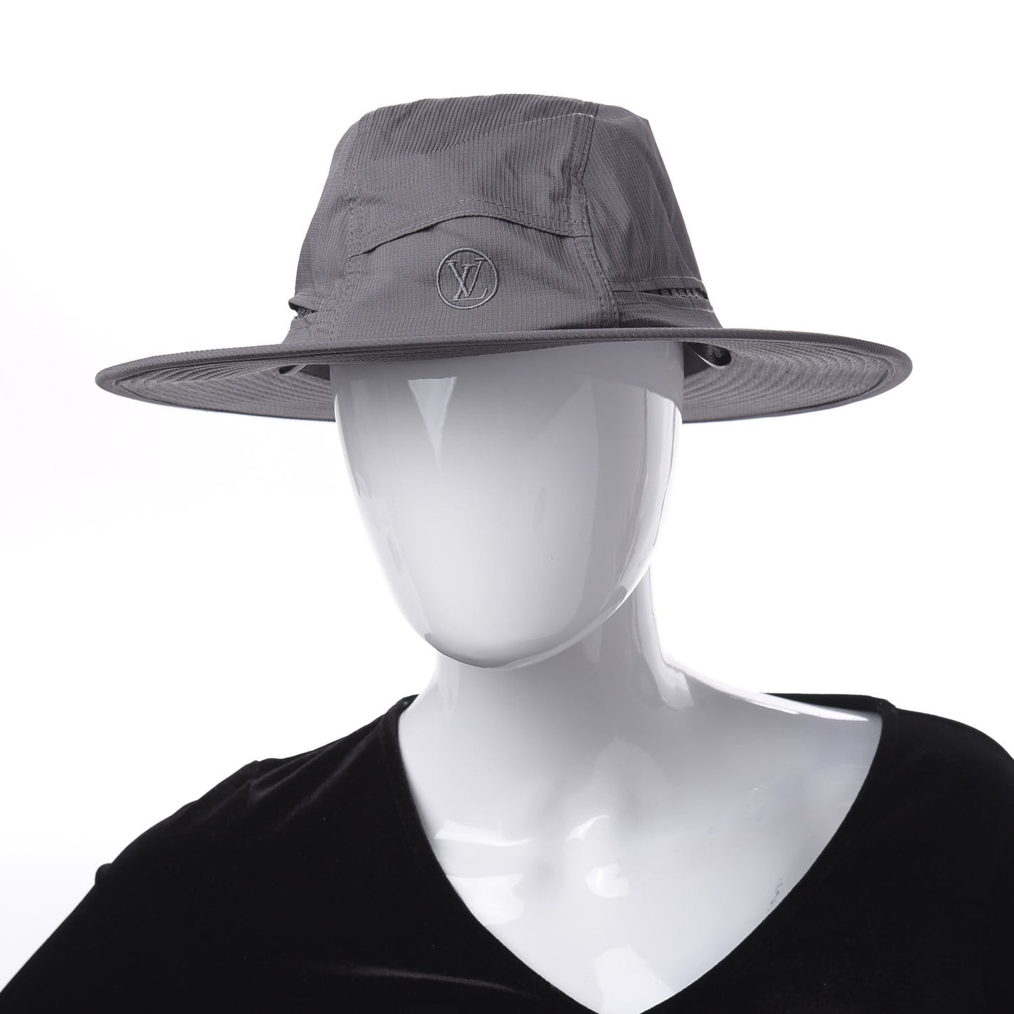Silk Calfskin Wide Brimmed Hat Gris