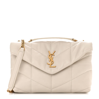 Saint Laurent Lambskin Quilted Toy Loulou Puffer Monogram Chain Satchel Crema Soft 1 of 12