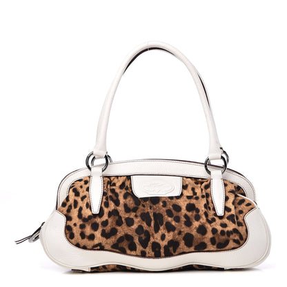 Dolce & Gabbana Calfskin Leopard Print Satchel Beige 1 of 15