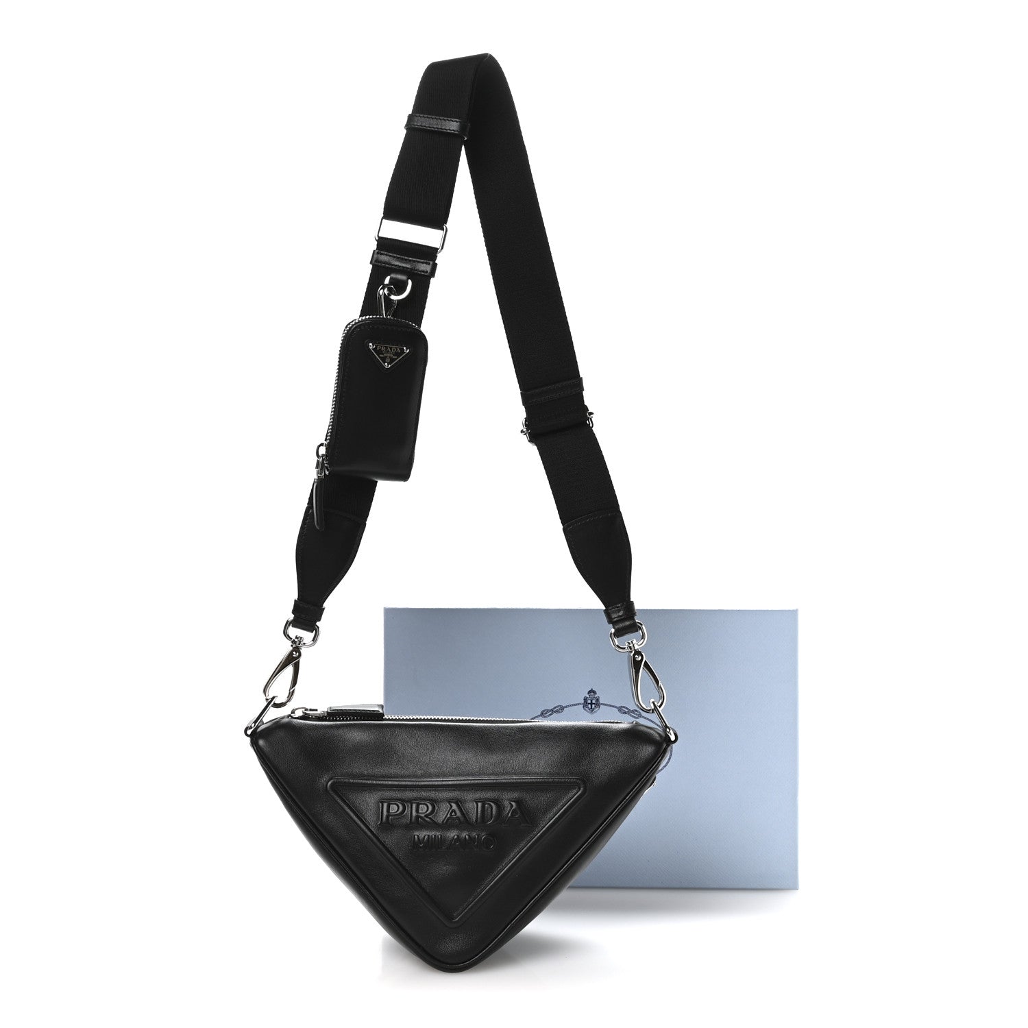 Prada Grace Lux Triangle Shoulder Bag Black 11 of 11