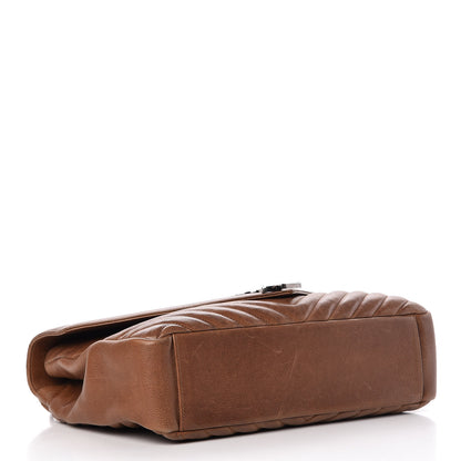 Saint Laurent Calfskin Matelasse Chevron Monogram Large College Bag Cognac 5 of 17