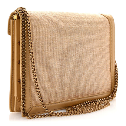 Saint Laurent Canvas Calfskin Classic Monogram Cassandra Grege Brown Gold 3 of 9