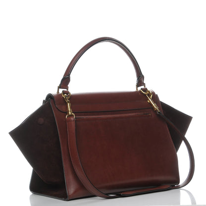 Celine Smooth Calfskin Suede Medium Trapeze Burgundy 4 of 9